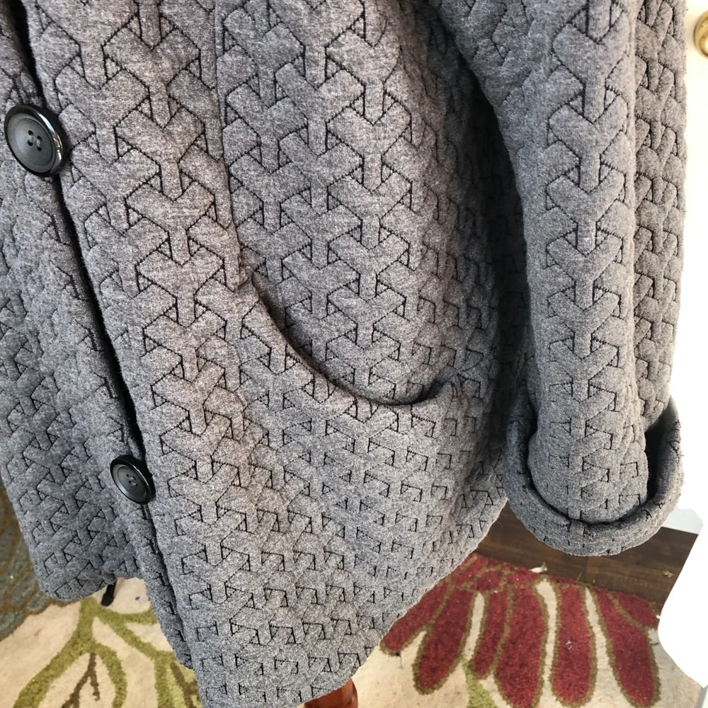 Gallery Charcoal Patterned Knit Hooded Coat - Picture 5 of 12